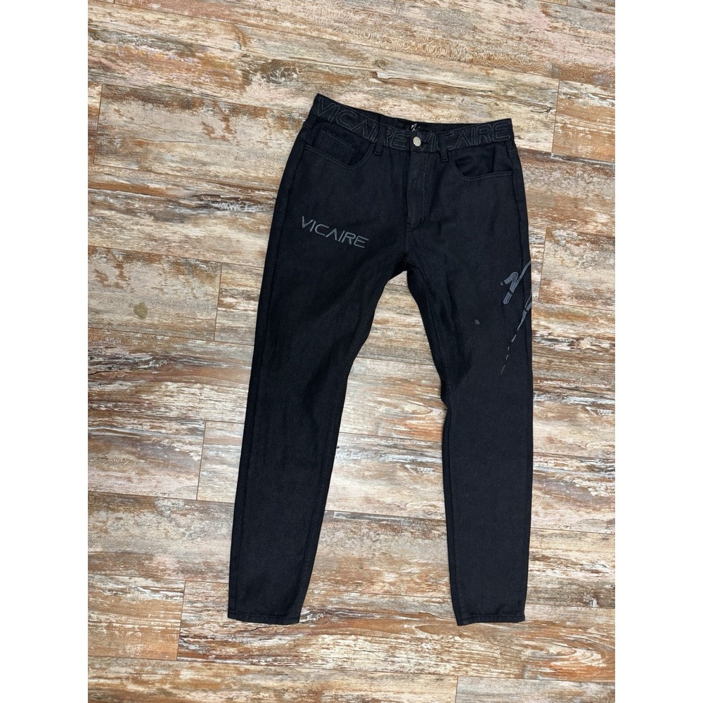 Mens Vicaire Black Denim Slim Jeans Size 32x32 Waxed Street Wear